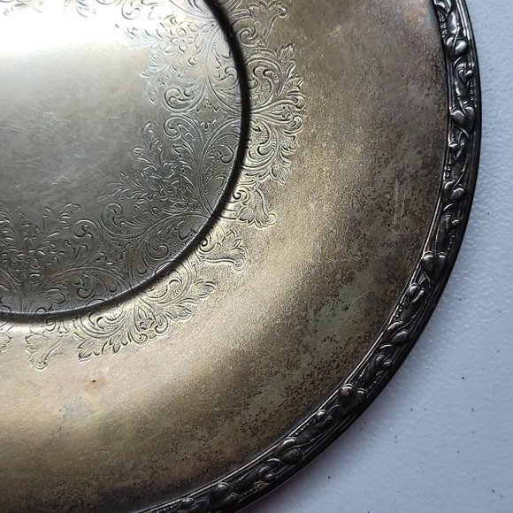 Vintage WMA Rogers MeadowBrook Silver Plate Round 10 Inch Serving Platter - Picture 5 of 15